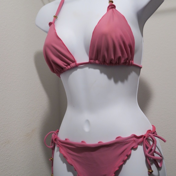 Pink Tie String Bikini - Picture 2 of 7